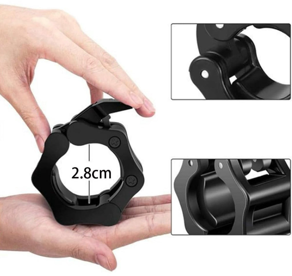 Barbell Clips - 2 Pieces - Barbell Lock - Ø28 mm - Dumbbell Clips - Barbell Clamp - Barbell Lock - Barbell Lock Jaw - For Bars, Dumbbells, Barbells Gym Equipment - Black