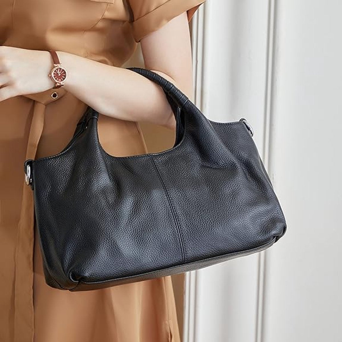 Women's Shoulder Bag - Vintage Handbag - Vintage Handbag with Multiple Compartments - Everyday | Travel Bag - Versatile - Large Capacity - Commuter Bag - Tote Bag - Shoulder/Crossbody Bag - Black