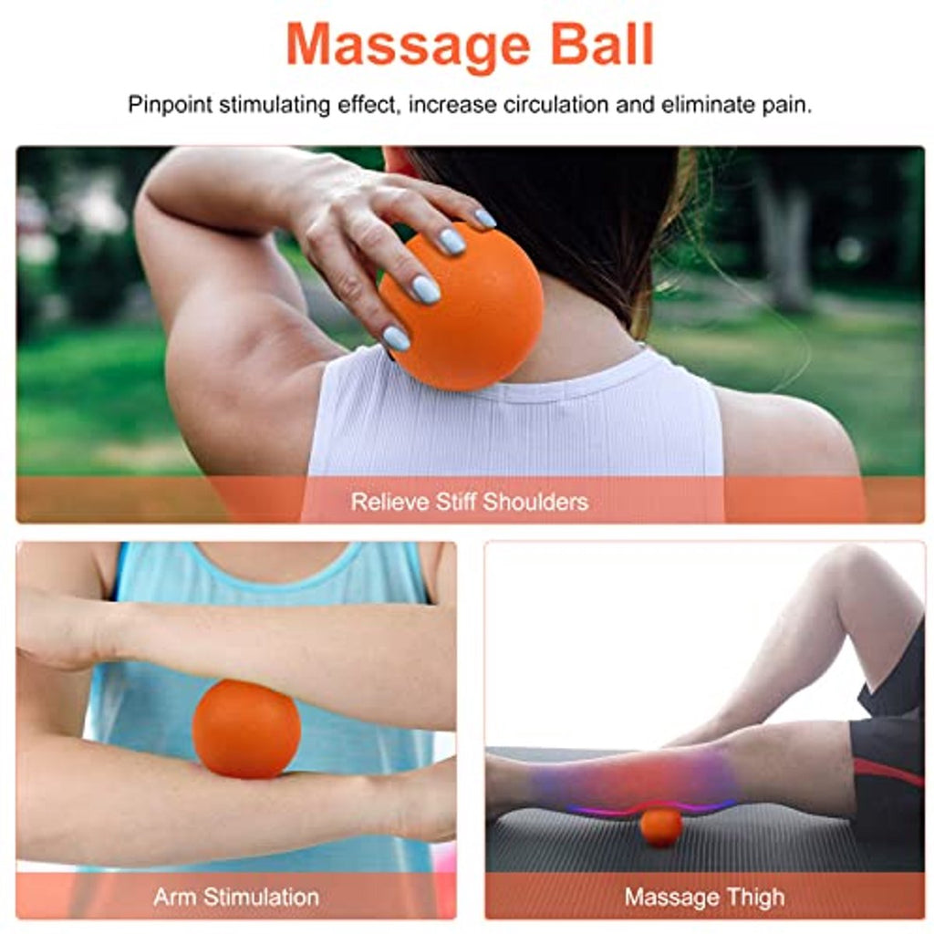 4 in 1 Foam Roller Set: Trigger Point Roller - Yoga Stick - Massage Ball - Fitness Stretching Band - Carrying Bag - Towel for Deep Muscle Massage - Pilates and Yoga