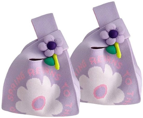 Storage bag - Knitted bag - Floral handbag - Exquisite souvenir - Snack bag - Practical and versatile - Knitted - Bucket bag - Set of 2
