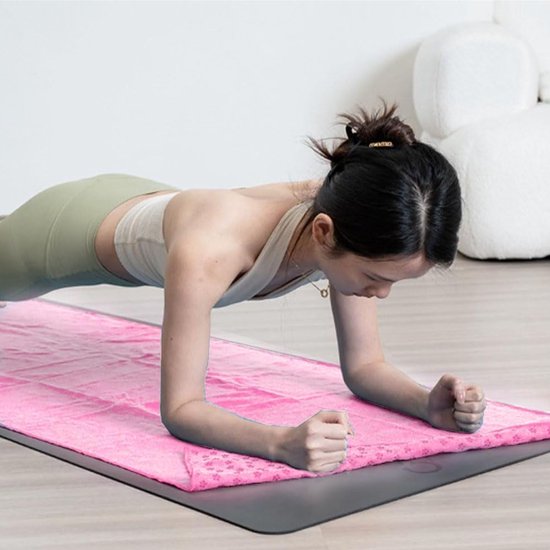 Yoga towel - Yoga towel - Yoga towel - Moisture-regulating and non-slip - Yoga towel - Quick-drying yoga mat fabric - Breathable yoga mat with mesh storage bag - Suitable for hot yoga, pilates and fitness - Pink
