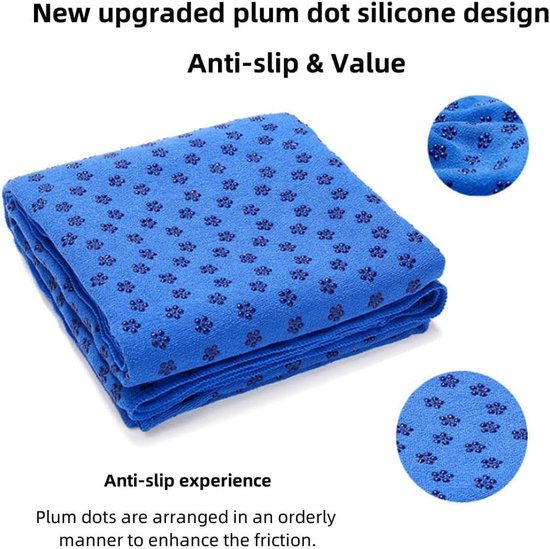 Yoga towel - Moisture-regulating and non-slip - Yoga towel - Quick-drying yoga mat fabric - Breathable yoga mat with mesh storage bag - Suitable for hot yoga, pilates and fitness - Blue