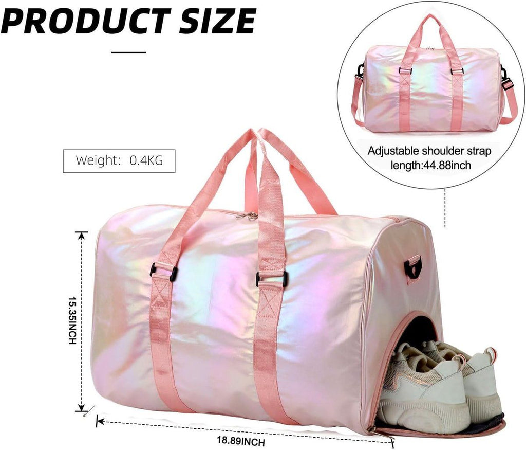 Handbag, Women's and Girls' Sports Bag, Waterproof with Shoe Compartment, Small Weekend Bag, and Travel, Handy Sports Bag for Everyday Use, Pink