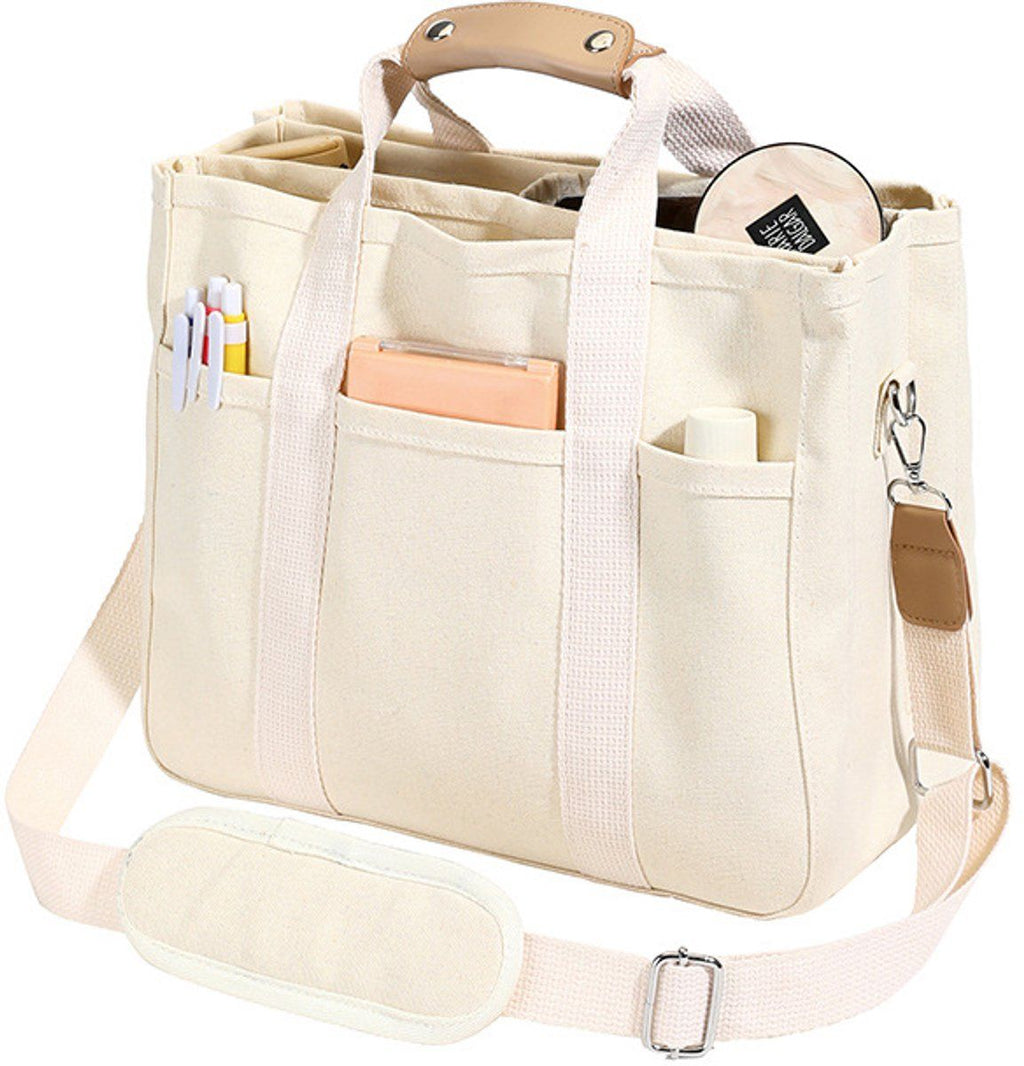 1 Piece Women's Handbags, Women's Shopper Bag with Zipper, Pocket Handbag, Bag with Handle, Large Capacity Wallet, Reusable Handbag, White