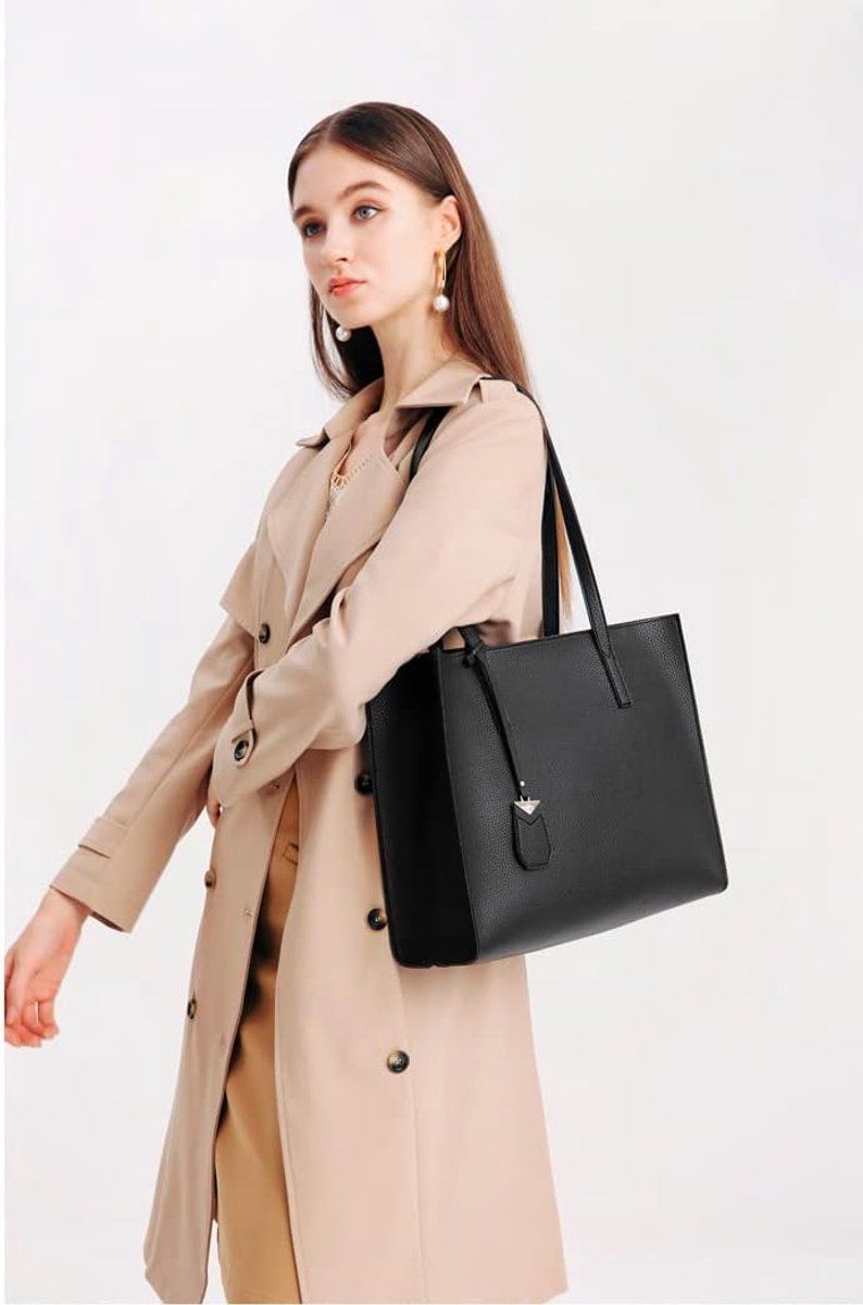 Women's Handbags, large shopping bags for women, Women's shoulder bag, Fashionable casual bag, Zipper closure, for commuting, Black
