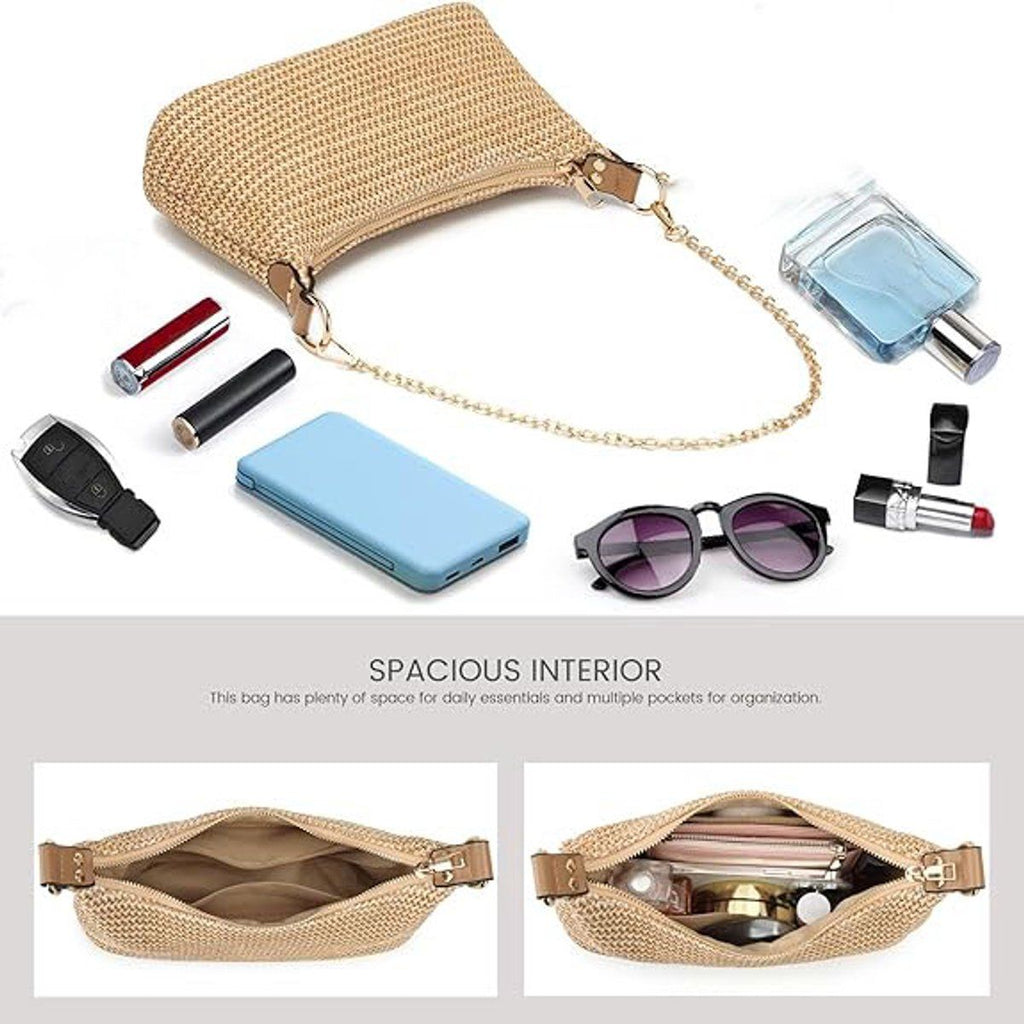 Shoulder Bag Beige, beige handbag, women's bag, beach style, woven straw, magnetic closure, detachable shoulder strap, Good for the beach
