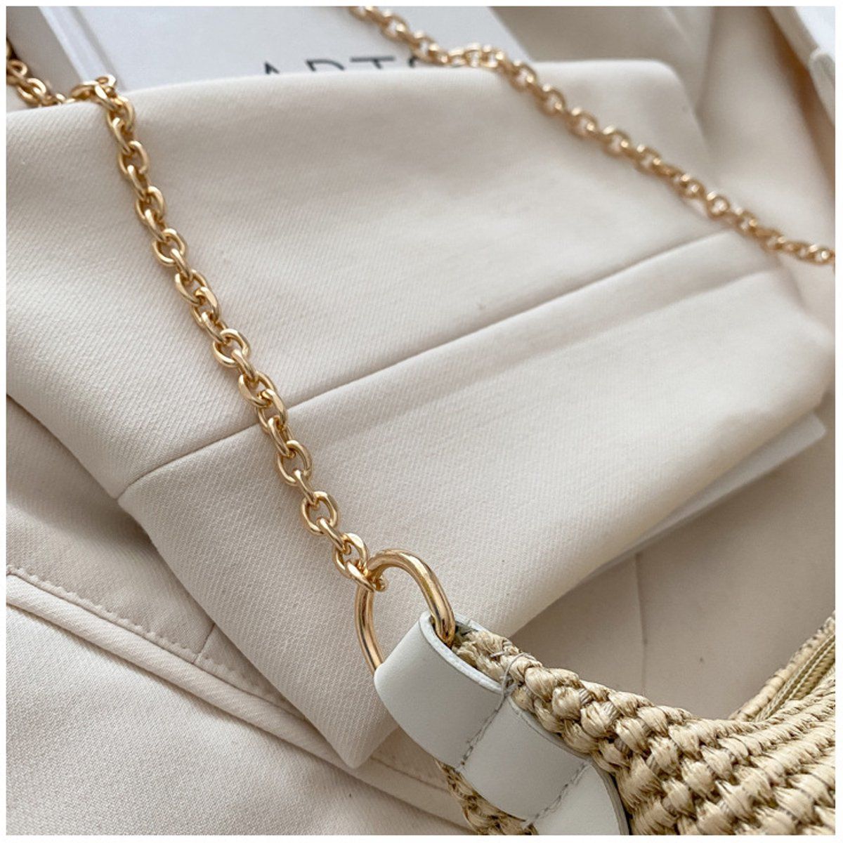 Shoulder Bag Beige, beige handbag, women's bag, beach style, woven straw, magnetic closure, detachable shoulder strap, Good for the beach