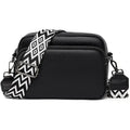 Women's Black Crossbody Shoulder Bag, Faux Leather Handbag with Adjustable Wide Strap for Travel, Daily Use and Essentials