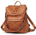 Women's Backpack with Wallet, Fashionable Leather Backpack for Women, Convertible Shoulder Bag for Travel with Colorful Strap
