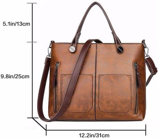 Womens Vintage Shoulder Bag with Multiple Compartments, Everyday Handbag for Work, Travel and Personal Essentials, Brown