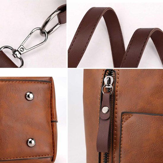 Womens Vintage Shoulder Bag with Multiple Compartments, Everyday Handbag for Work, Travel and Personal Essentials, Brown