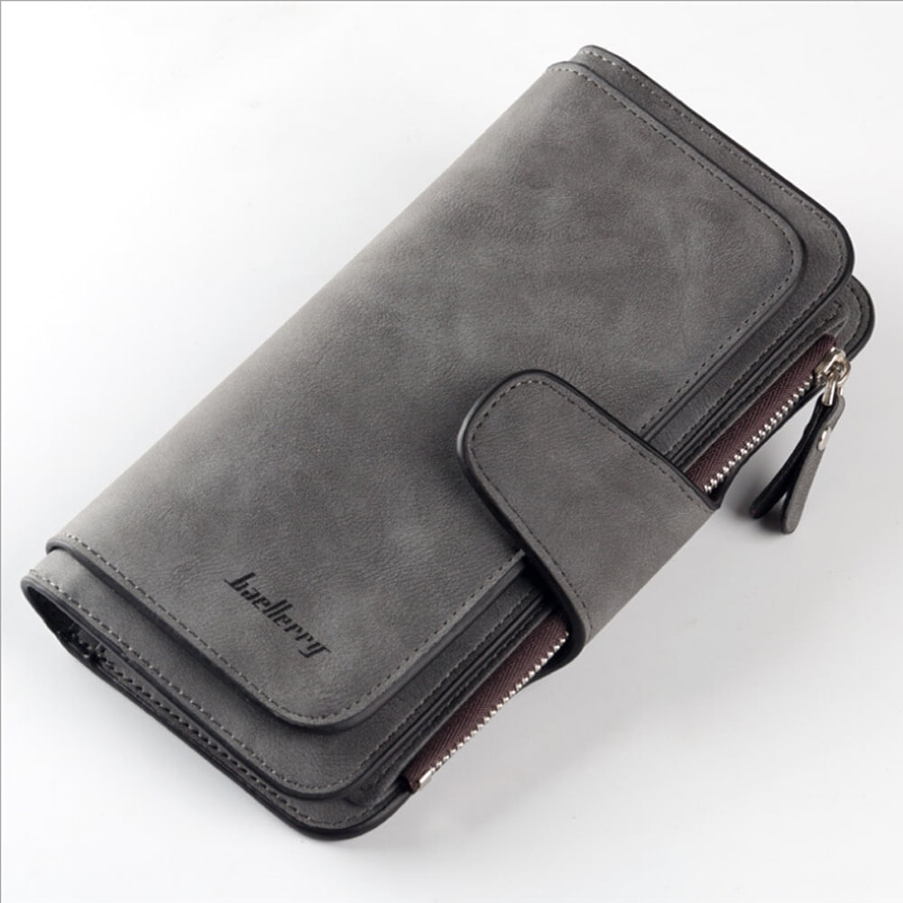 Women Lady Leather Trifold Card Wallet Clutch Checkbook Handbag Zip Purse Card Phone Holder Long Design Lady Fashion Wallets One Size Black