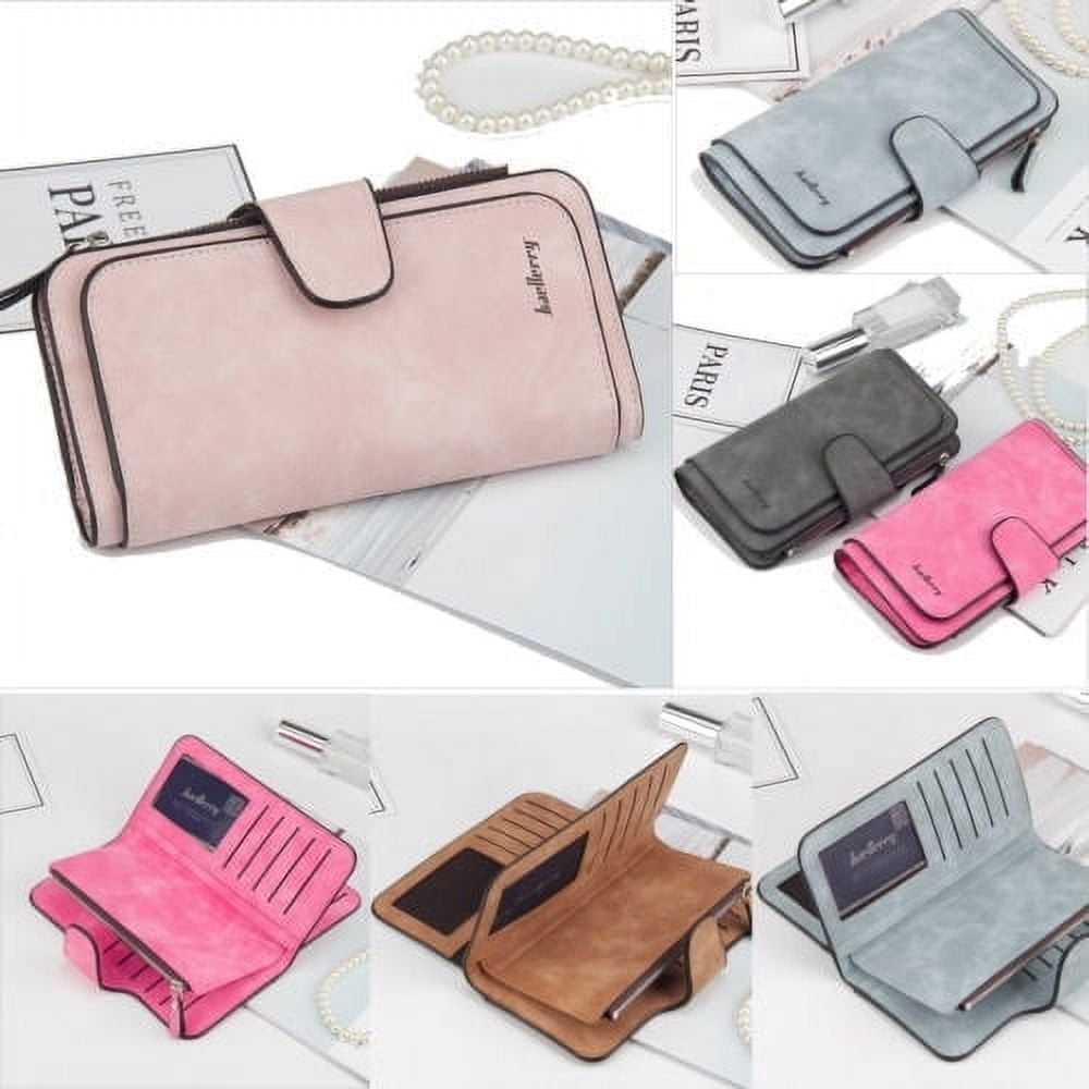 Women Lady Leather Trifold Card Wallet Clutch Checkbook Handbag Zip Purse Card Phone Holder Long Design Lady Fashion Wallets One Size Black