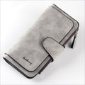 Women Lady Leather Trifold Card Wallet Clutch Checkbook Handbag Zip Purse Card Phone Holder Long Design Lady Fashion Wallets One Size Gray