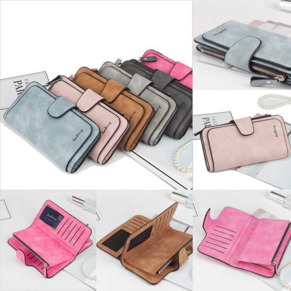 Women Lady Leather Trifold Card Wallet Clutch Checkbook Handbag Zip Purse Card Phone Holder Long Design Lady Fashion Wallets One Size Red