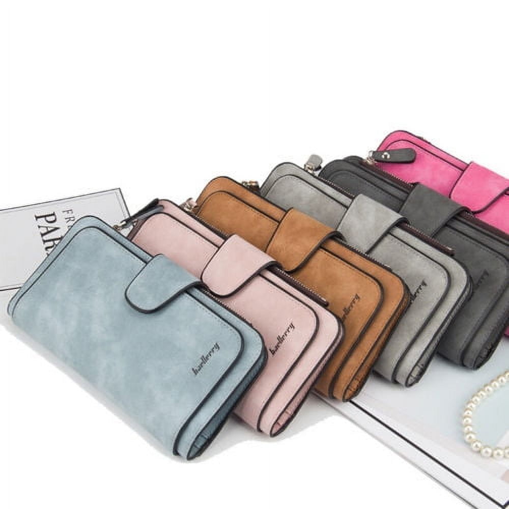 Women Lady Leather Trifold Card Wallet Clutch Checkbook Handbag Zip Purse Card Phone Holder Long Design Lady Fashion Wallets One Size Red