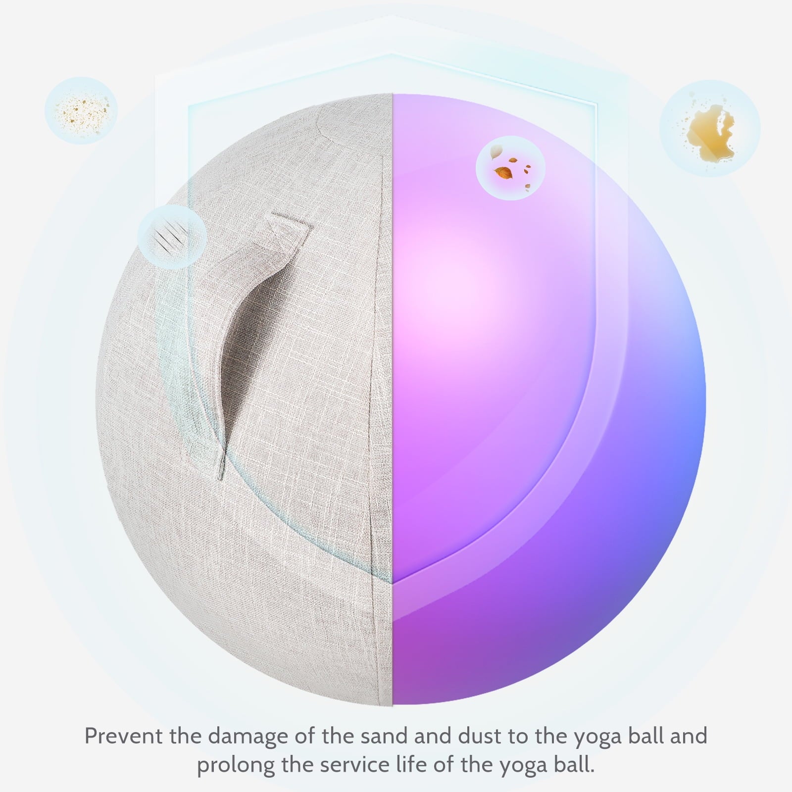 1Pack Thick Yoga Ball Cover in Cotton for Gym and Yoga Practice Accessories