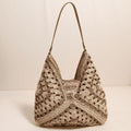 Straw Beach Bag for Women Summer Woven Beach Tote Bag Shoulder Handbags Boho Bag,Beige, 38 x 27 cm