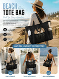 Solid Black Multi-purpose Waterproof Tote Large Beach Handbag