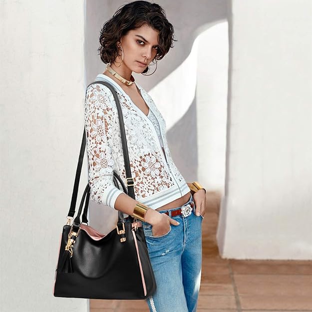 Hobo and Shoulder Bags for Women Fashion Handbags Large Tote Bag Ladies Shoulder Bag_MGF Black