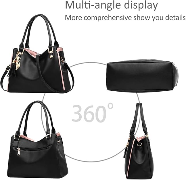 Hobo and Shoulder Bags for Women Fashion Handbags Large Tote Bag Ladies Shoulder Bag_MGF Black