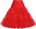 50s Petticoat Rockabilly Dress Tulle Tutu for Women Red Red L