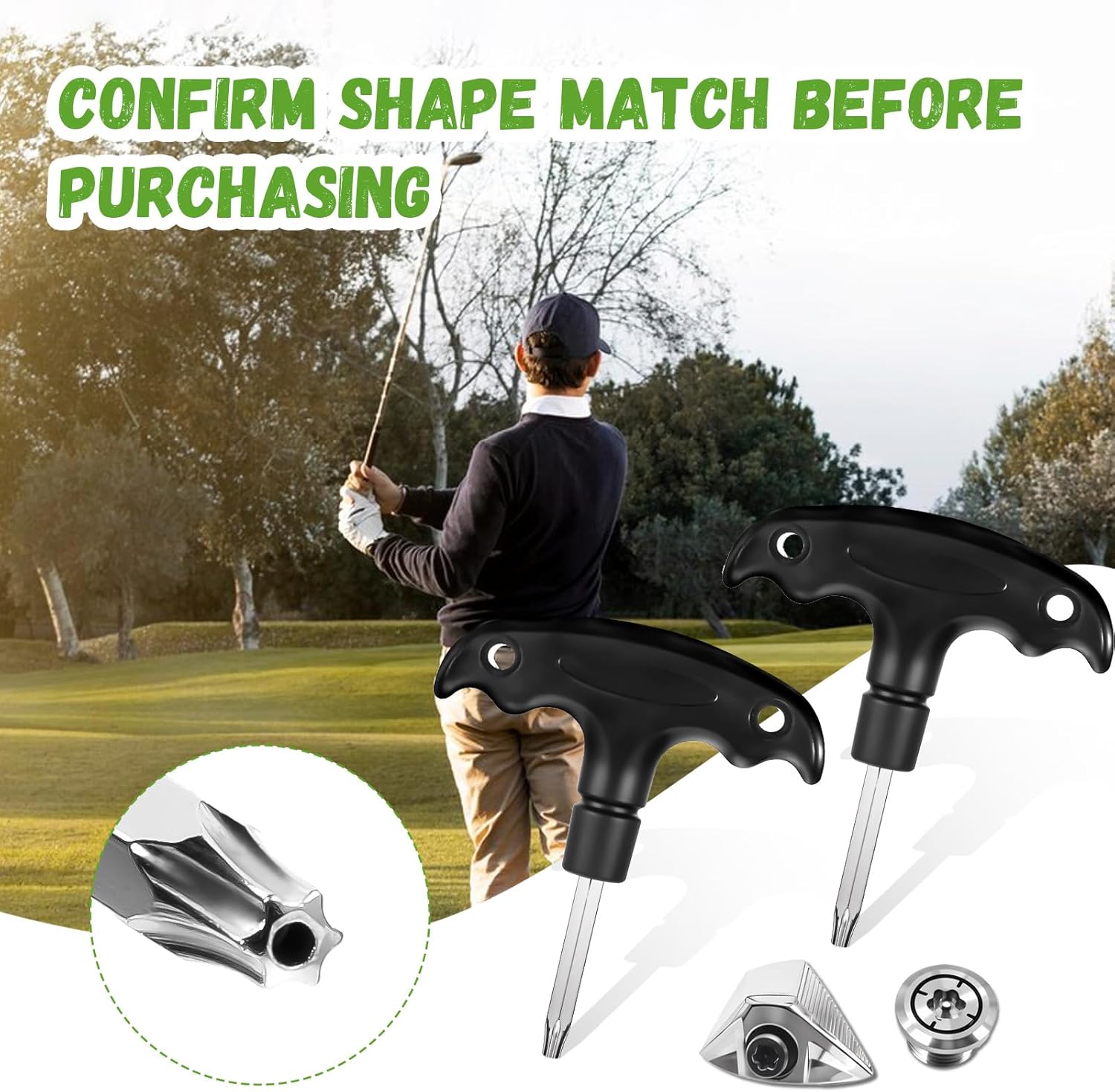 2 Pcs Golf Wrench, Adjustable Golf Tool with Plastic Handle, Stainless Steel Golf Driver Tool, Golf Driver Tool, Golf Torque Wrench for Golf Club Driver Shaft Adapter Torque Tool, Golf Club Tool
