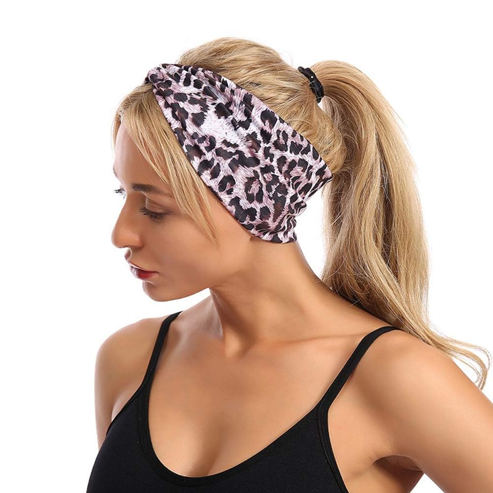 Purple Fashion Women Leopard Print Cross Elastic Headband Gym Hairband Hair Women's Fashion Headbands