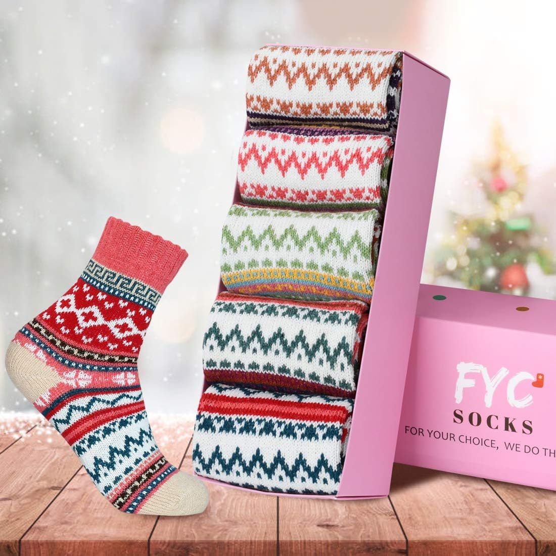 Socks for Women - Stocking Stuffers Gifts for Women - Warm Thick Soft Wool Cozy Crew Socks Christmas Gifts for Woman