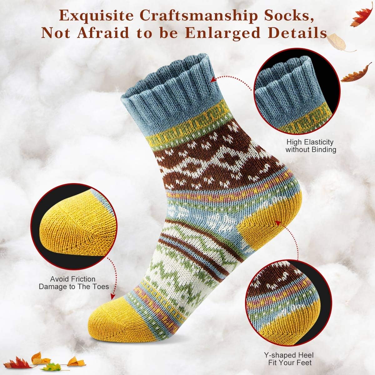 Socks for Women - Stocking Stuffers Gifts for Women - Warm Thick Soft Wool Cozy Crew Socks Christmas Gifts for Woman