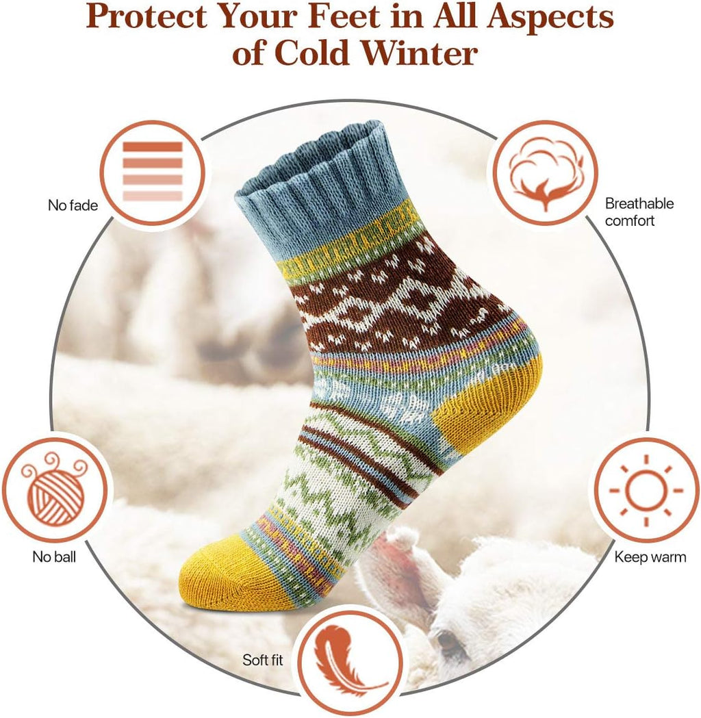 Socks for Women - Stocking Stuffers Gifts for Women - Warm Thick Soft Wool Cozy Crew Socks Christmas Gifts for Woman