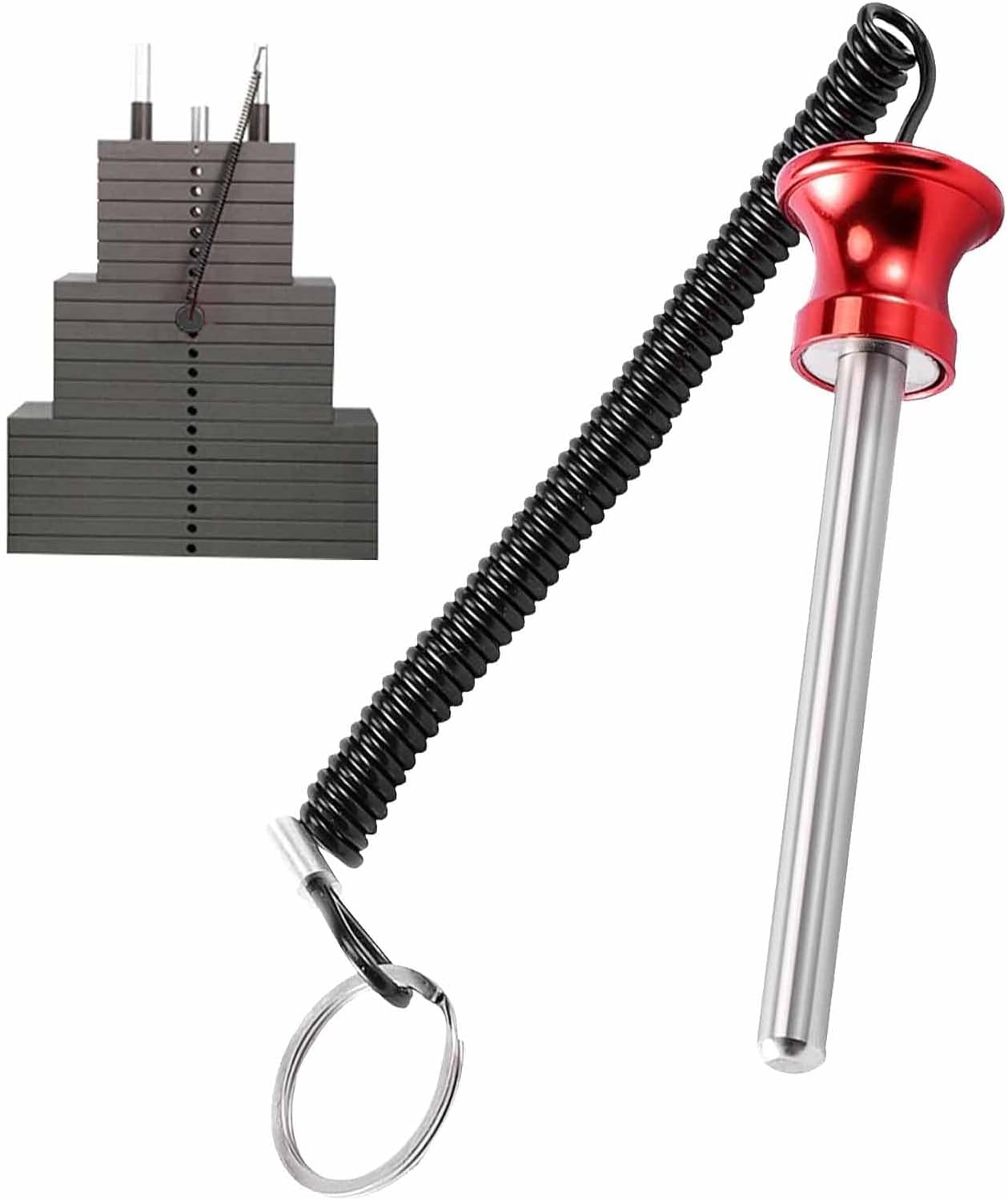 Universal Magnetic Weight Stack Pin with Pull Rope - Heavy Duty Gym for Machines | Commercial & Home Accessories Replacement Pins Strength Training Equipment Red