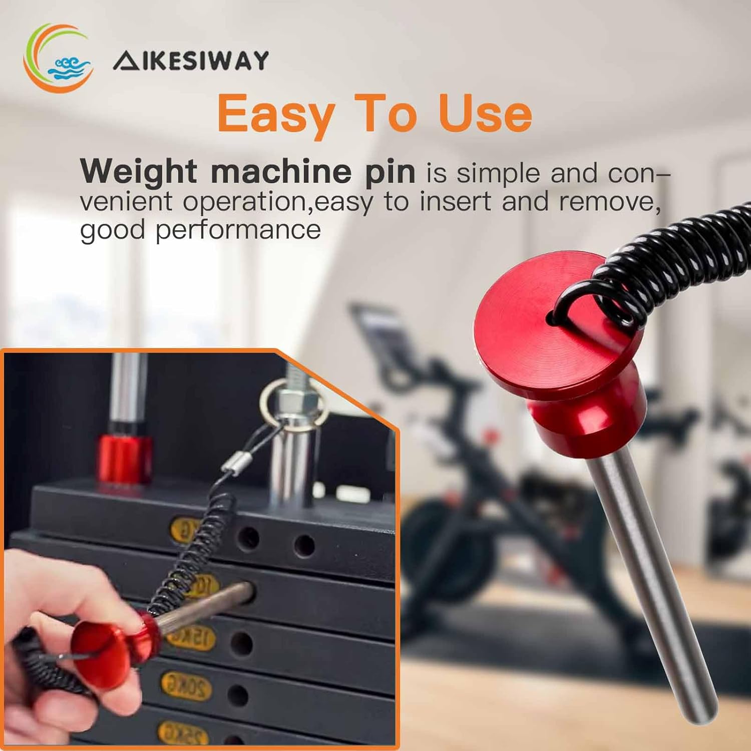 Universal Magnetic Weight Stack Pin with Pull Rope - Heavy Duty Gym for Machines | Commercial & Home Accessories Replacement Pins Strength Training Equipment Red