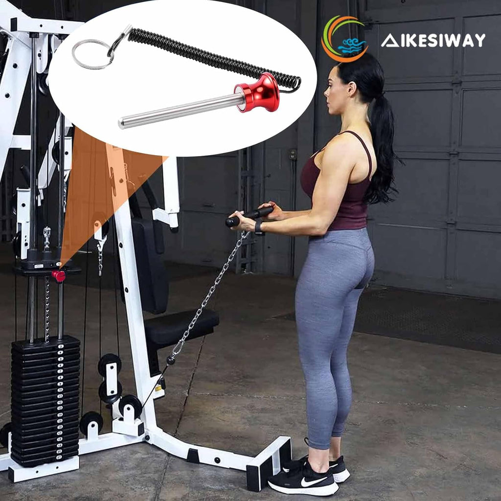 Universal Magnetic Weight Stack Pin with Pull Rope - Heavy Duty Gym for Machines | Commercial & Home Accessories Replacement Pins Strength Training Equipment Red