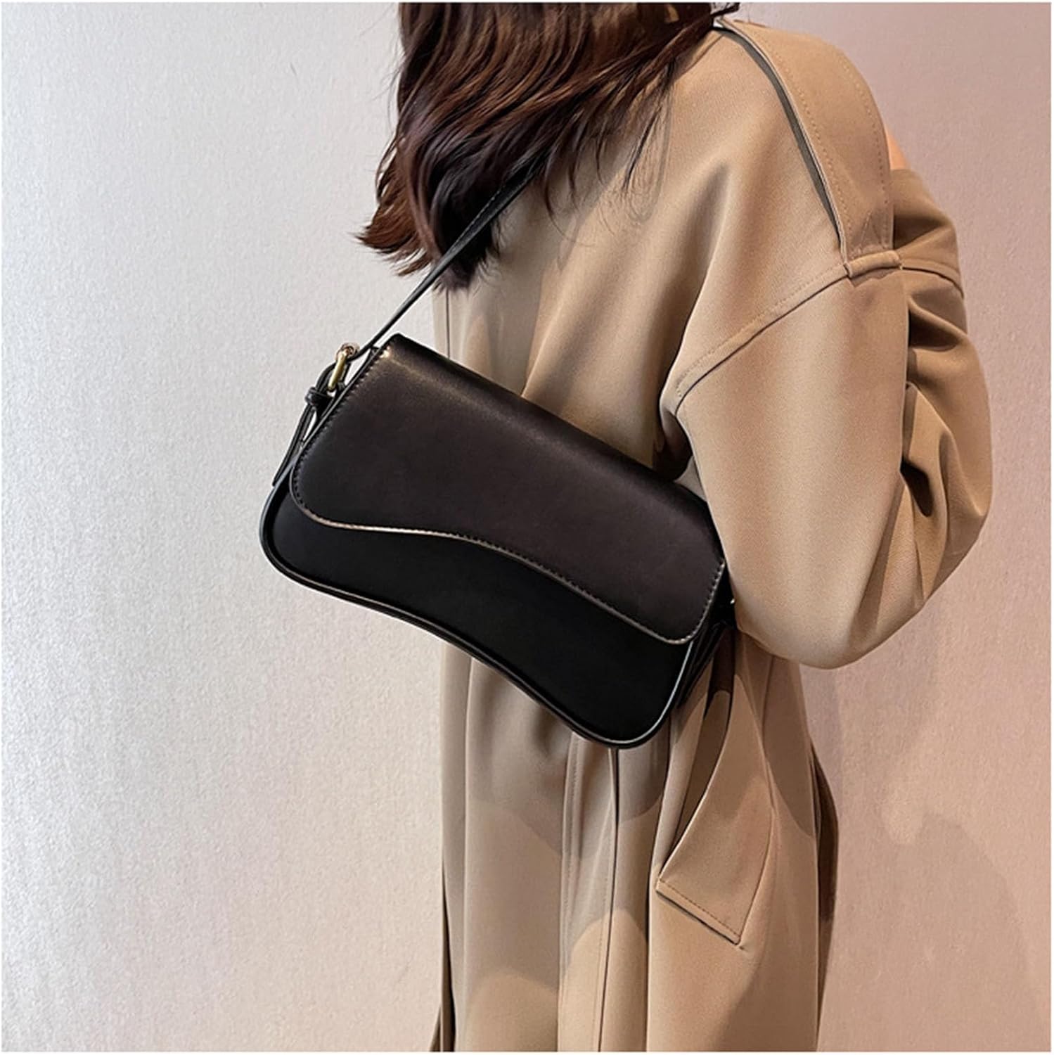 Women's Crescent Shoulder Bags Retro Y2k 90s Hobo Handbags Top Handle Faux Leather Underarm Bag Fashion Clutch Purses