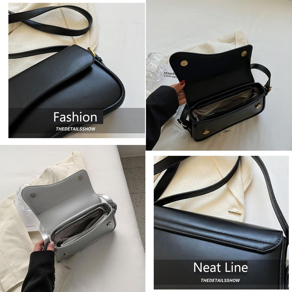 Women's Crescent Shoulder Bags Retro Y2k 90s Hobo Handbags Top Handle Faux Leather Underarm Bag Fashion Clutch Purses