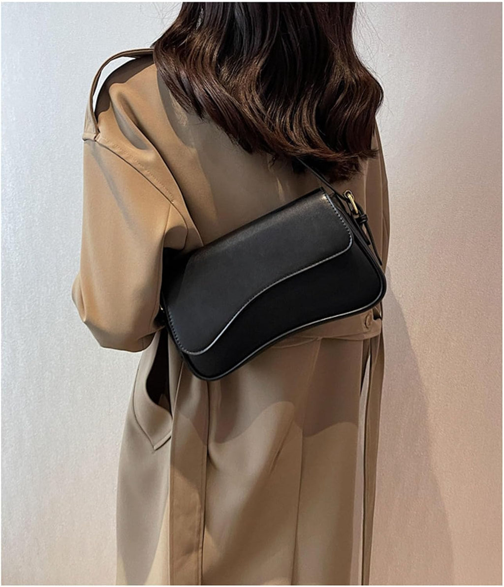 Women's Crescent Shoulder Bags Retro Y2k 90s Hobo Handbags Top Handle Faux Leather Underarm Bag Fashion Clutch Purses