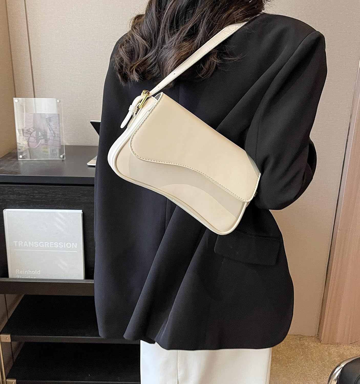 Women's Crescent Shoulder Bags Retro Y2k 90s Hobo Handbags Top Handle Faux Leather Underarm Bag Fashion Clutch Purses