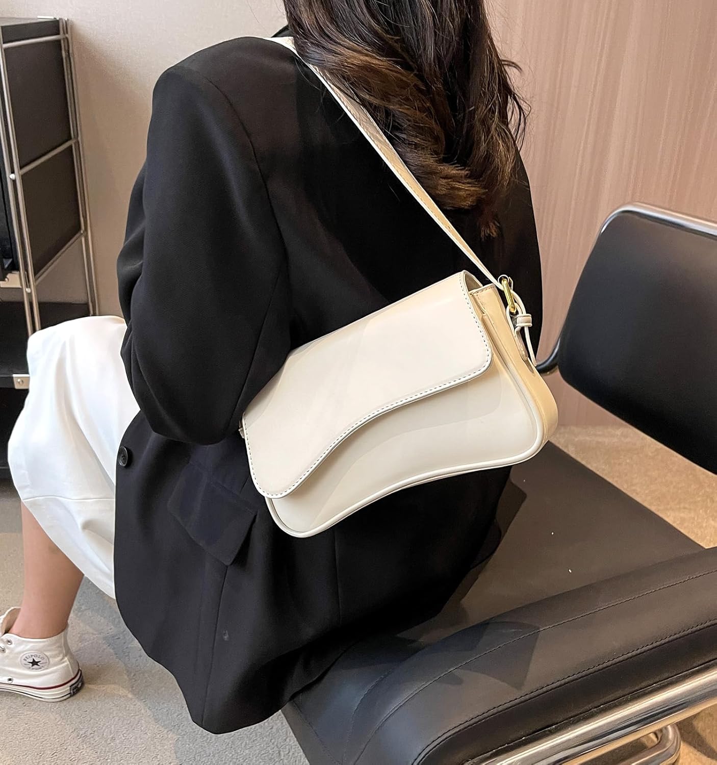 Women's Crescent Shoulder Bags Retro Y2k 90s Hobo Handbags Top Handle Faux Leather Underarm Bag Fashion Clutch Purses