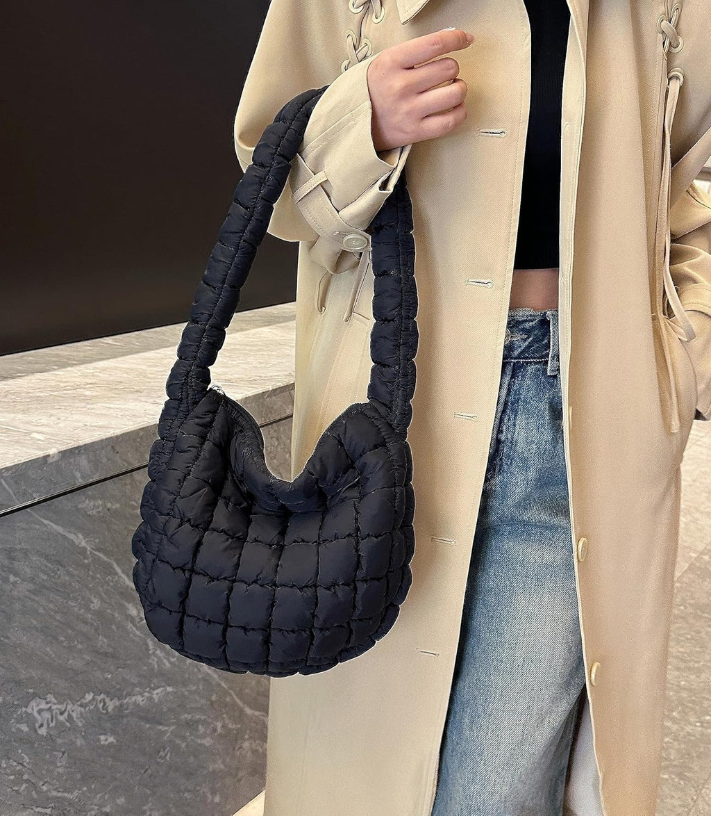 Quilted Tote Bag for Women Puffer Bag Lightweight Padding Shoulder Bag Hobo Bag Satchel Handbag Cloud Bag with Zip 2023