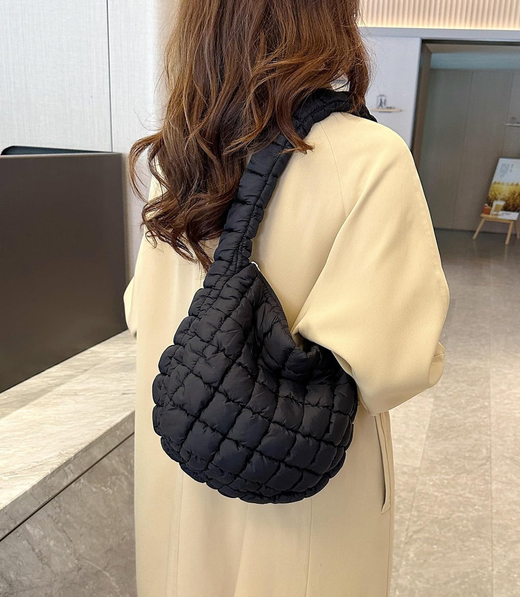 Quilted Tote Bag for Women Puffer Bag Lightweight Padding Shoulder Bag Hobo Bag Satchel Handbag Cloud Bag with Zip 2023