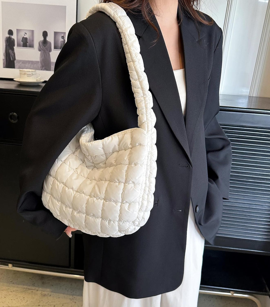 Quilted Tote Bag for Women Puffer Bag Lightweight Padding Shoulder Bag Hobo Bag Satchel Handbag Cloud Bag with Zip 2023