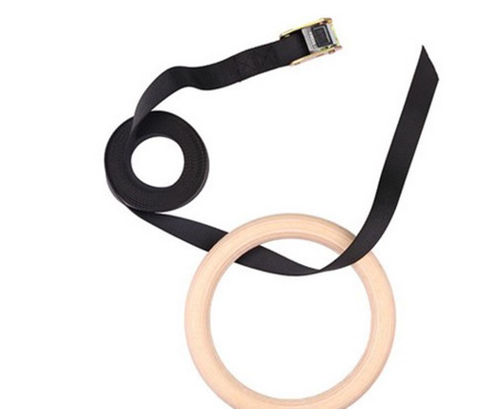 2 pcs Wood Gymnastic Rings - Olympic Gym Rings with Adjustable Straps, Heavy Duty Gym Equipment for Home Gym, Train Workout, Strength Training 28mm