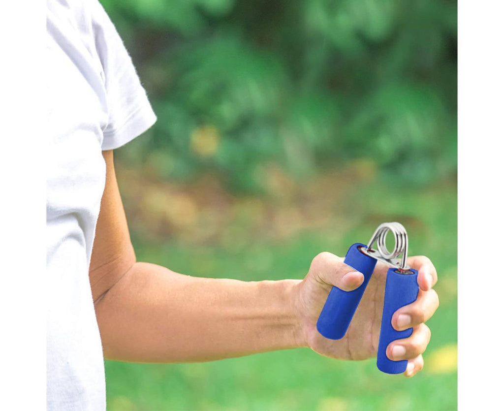 Hand Grip Strengthener,Develop Hand and Forearm Grip Strength for Peak Performance in Sports. Perfect Equipment for Gyms - Bonus Foam Sleeves - Blue