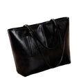 Women's Leather Tote Bag Cowhide Shoulder Bag or Handbag - Black