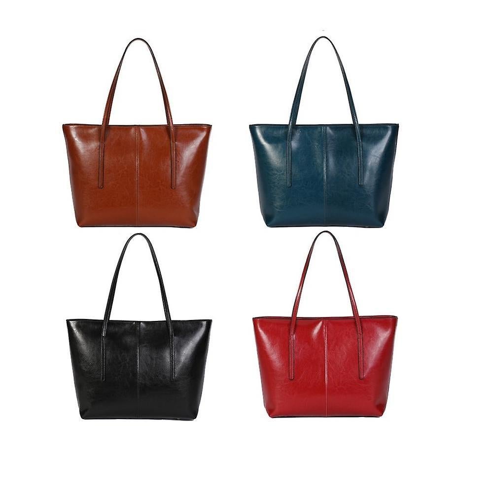 Women's Leather Tote Bag Cowhide Shoulder Bag or Handbag - Black