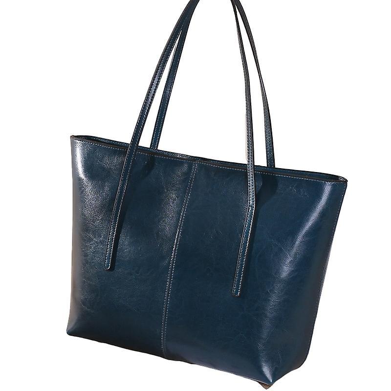 Women's Leather Tote Bag Cowhide Shoulder Bag or Handbag - Blue