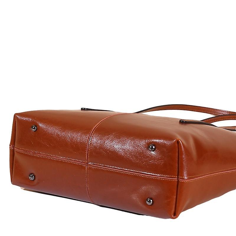 Women's Leather Tote Bag Cowhide Shoulder Bag or Handbag - Orange
