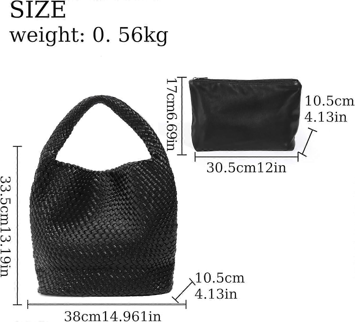Woven Tote Bag for Women Soft Leather Handbag with Pocket