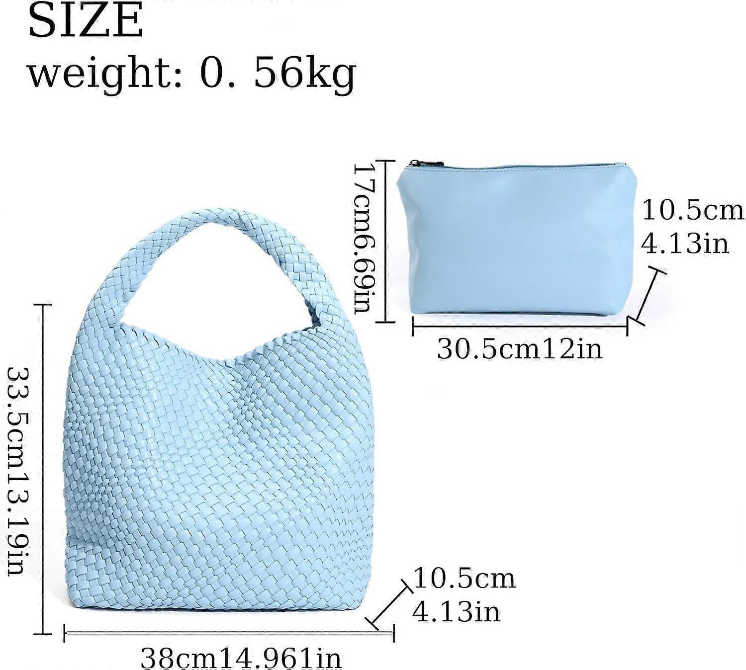 Woven Tote Bag for Women Soft Leather Handbag with Pocket